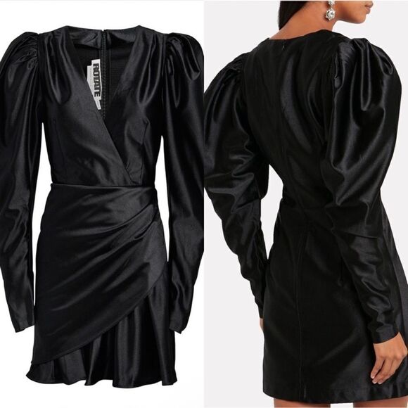 NWOT ROTATE BIRGER CHRISTENSEN No. 24 Satin Mini Black Dress In Size US6 - Picture 12 of 12